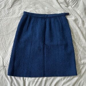 Vintage Navy Knubby Wool Skirt size Small